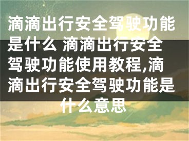 滴滴出行安全駕駛功能是什么 滴滴出行安全駕駛功能使用教程,滴滴出行安全駕駛功能是什么意思