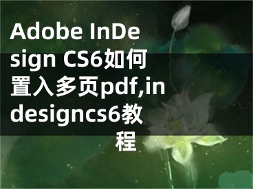 Adobe InDesign CS6如何置入多頁pdf,indesigncs6教程