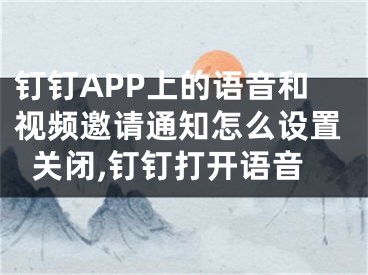 釘釘APP上的語音和視頻邀請通知怎么設(shè)置關(guān)閉,釘釘打開語音