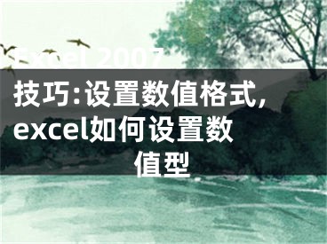 Excel 2007技巧:設(shè)置數(shù)值格式,excel如何設(shè)置數(shù)值型