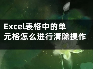 Excel表格中的單元格怎么進(jìn)行清除操作