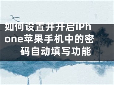 如何設(shè)置并開(kāi)啟iPhone蘋(píng)果手機(jī)中的密碼自動(dòng)填寫(xiě)功能