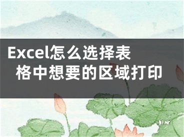 Excel怎么選擇表格中想要的區(qū)域打印