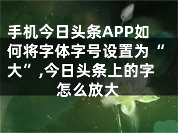 手機今日頭條APP如何將字體字號設置為“大”,今日頭條上的字怎么放大