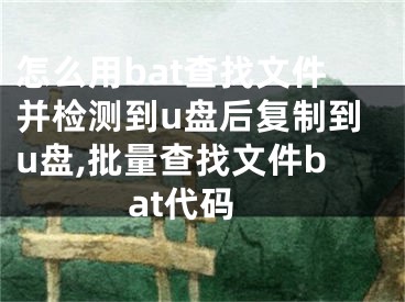 怎么用bat查找文件并檢測到u盤后復(fù)制到u盤,批量查找文件bat代碼