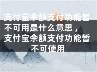 支付寶余額支付功能暫不可用是什么意思 ,支付寶余額支付功能暫不可使用