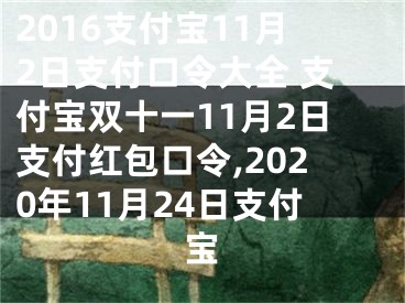 2016支付寶11月2日支付口令大全 支付寶雙十一11月2日支付紅包口令,2020年11月24日支付寶