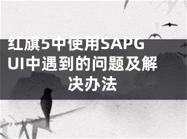 紅旗5中使用SAPGUI中遇到的問(wèn)題及解決辦法