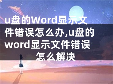 u盤的Word顯示文件錯誤怎么辦,u盤的word顯示文件錯誤怎么解決