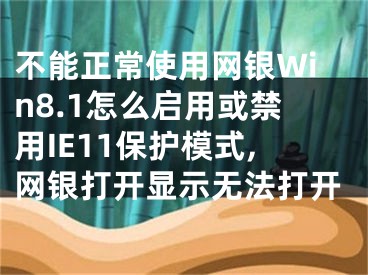 不能正常使用網(wǎng)銀Win8.1怎么啟用或禁用IE11保護(hù)模式,網(wǎng)銀打開顯示無法打開