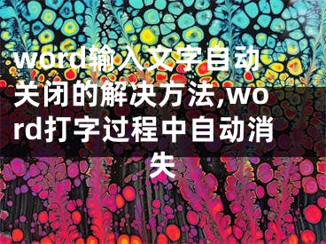 word輸入文字自動關(guān)閉的解決方法,word打字過程中自動消失