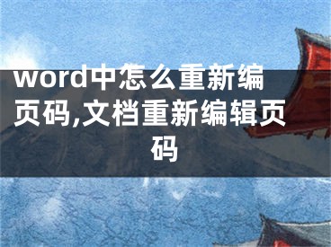 word中怎么重新編頁(yè)碼,文檔重新編輯頁(yè)碼