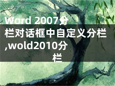 Word 2007分欄對(duì)話框中自定義分欄,wold2010分欄