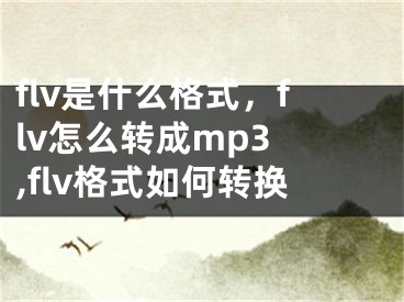 flv是什么格式，flv怎么轉(zhuǎn)成mp3 ,flv格式如何轉(zhuǎn)換