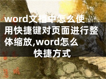 word文檔中怎么使用快捷鍵對頁面進行整體縮放,word怎么快捷方式