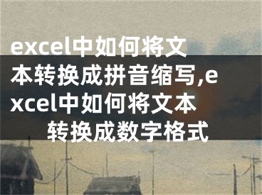 excel中如何將文本轉(zhuǎn)換成拼音縮寫,excel中如何將文本轉(zhuǎn)換成數(shù)字格式