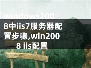 windows2008中iis7服務器配置步驟,win2008 iis配置