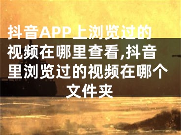 抖音APP上瀏覽過(guò)的視頻在哪里查看,抖音里瀏覽過(guò)的視頻在哪個(gè)文件夾