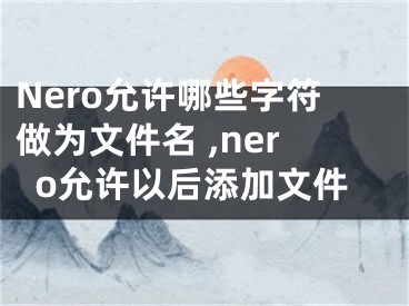 Nero允許哪些字符做為文件名 ,nero允許以后添加文件