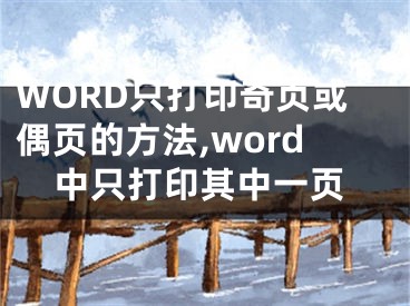 WORD只打印奇頁或偶頁的方法,word中只打印其中一頁