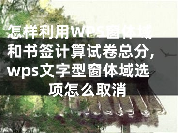 怎樣利用WPS窗體域和書簽計算試卷總分,wps文字型窗體域選項怎么取消