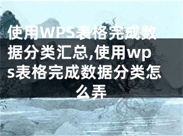 使用WPS表格完成數(shù)據(jù)分類匯總,使用wps表格完成數(shù)據(jù)分類怎么弄