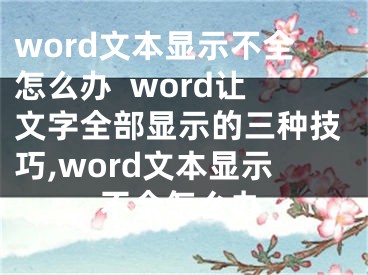 word文本顯示不全怎么辦  word讓文字全部顯示的三種技巧,word文本顯示不全怎么辦