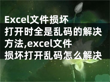 Excel文件損壞 打開(kāi)時(shí)全是亂碼的解決方法,excel文件損壞打開(kāi)亂碼怎么解決