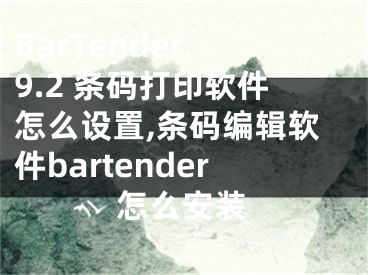 BarTender 9.2 條碼打印軟件怎么設(shè)置,條碼編輯軟件bartender怎么安裝