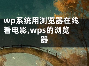 wp系統(tǒng)用瀏覽器在線看電影,wps的瀏覽器