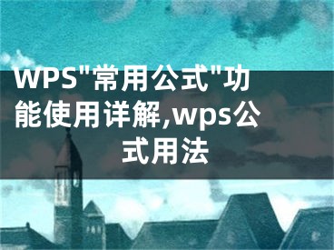 WPS"常用公式"功能使用詳解,wps公式用法