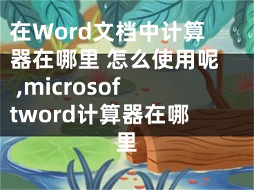 在Word文檔中計(jì)算器在哪里 怎么使用呢 ,microsoftword計(jì)算器在哪里