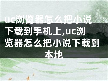 uc瀏覽器怎么把小說下載到手機(jī)上,uc瀏覽器怎么把小說下載到本地