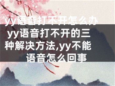 yy語音打不開怎么辦 yy語音打不開的三種解決方法,yy不能語音怎么回事