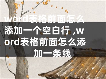 word表格前面怎么添加一個空白行 ,word表格前面怎么添加一條線