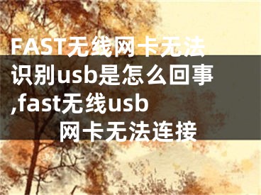 FAST無(wú)線網(wǎng)卡無(wú)法識(shí)別usb是怎么回事,fast無(wú)線usb網(wǎng)卡無(wú)法連接