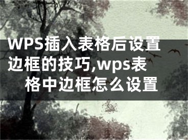 WPS插入表格后設(shè)置邊框的技巧,wps表格中邊框怎么設(shè)置