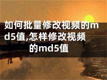 如何批量修改視頻的md5值,怎樣修改視頻的md5值