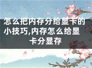 怎么把內(nèi)存分給顯卡的小技巧,內(nèi)存怎么給顯卡分顯存