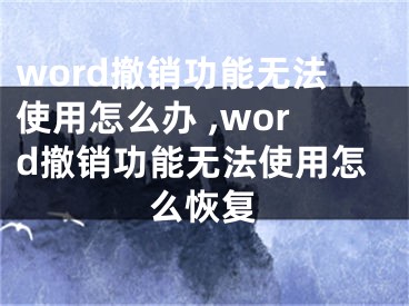 word撤銷功能無法使用怎么辦 ,word撤銷功能無法使用怎么恢復(fù)