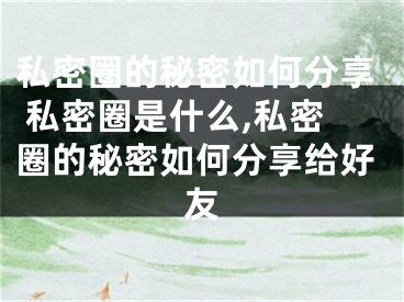 私密圈的秘密如何分享 私密圈是什么,私密圈的秘密如何分享給好友