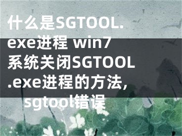 什么是SGTOOL.exe進程 win7系統(tǒng)關(guān)閉SGTOOL.exe進程的方法,sgtool錯誤