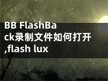 BB FlashBack錄制文件如何打開(kāi),flash lux