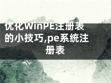 優(yōu)化WinPE注冊表的小技巧,pe系統(tǒng)注冊表