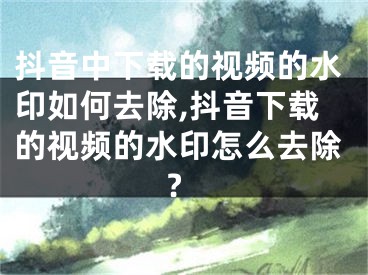 抖音中下載的視頻的水印如何去除,抖音下載的視頻的水印怎么去除?