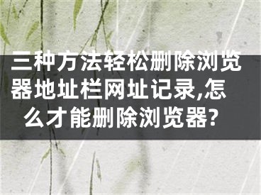 三種方法輕松刪除瀏覽器地址欄網(wǎng)址記錄,怎么才能刪除瀏覽器?