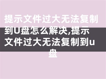 提示文件過(guò)大無(wú)法復(fù)制到U盤怎么解決,提示文件過(guò)大無(wú)法復(fù)制到u盤