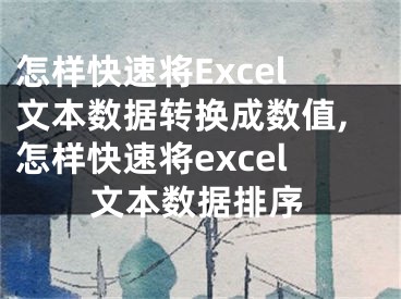 怎樣快速將Excel文本數(shù)據(jù)轉(zhuǎn)換成數(shù)值,怎樣快速將excel文本數(shù)據(jù)排序