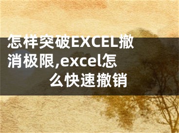 怎樣突破EXCEL撤消極限,excel怎么快速撤銷