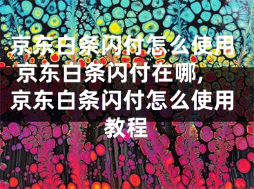 京東白條閃付怎么使用 京東白條閃付在哪,京東白條閃付怎么使用教程